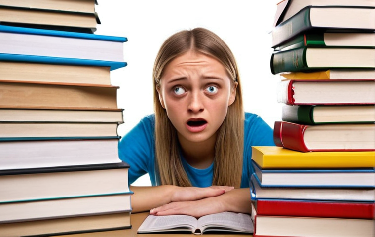 **
A student looking overwhelmed by a stack of German driving theory books and practice tests, but also determined. Books are in German, and maybe a "Führerschein" application form is visible. Emphasis on the mixed emotions of stress and resolve.
**