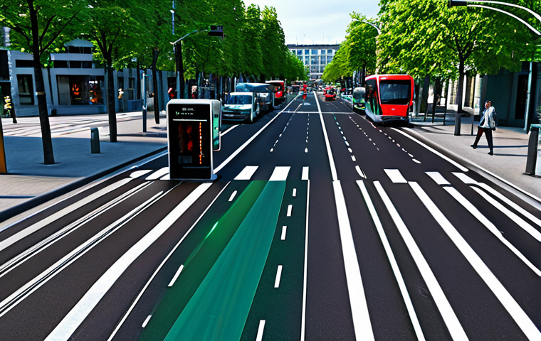 Smart City Traffic Management**

"An intersection in a modern German city, featuring intelligent traffic lights dynamically adjusting to the flow of cars, bicycles, and pedestrians. The scene includes digital displays showing real-time traffic information. Appropriate content, fully clothed pedestrians and cyclists, safe for work, professional urban planning, perfect anatomy, correct proportions, natural pose, high quality."

**