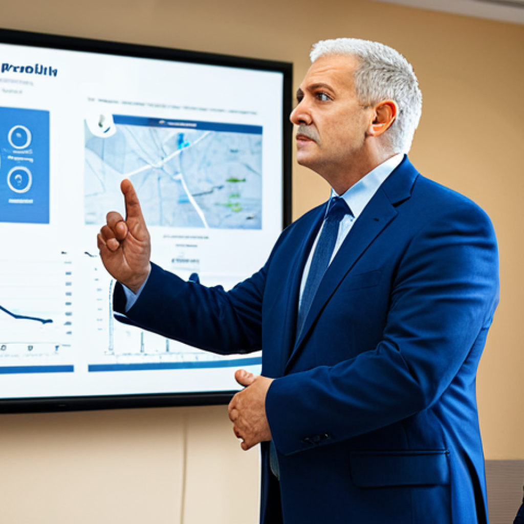 Traffic Safety Expert in Action**

"A professional traffic safety expert, fully clothed in appropriate attire (e.g., a dark blue suit, well-fitting and professional), giving a presentation to a group of adults in a bright conference room. The background features a screen displaying a clear and informative traffic safety diagram. Focus on their confident and approachable demeanor. Safe for work, appropriate content, family-friendly, perfect anatomy, natural pose, professional setting, modest. The overall tone should be informative and reassuring. Well-formed hands, proper finger count, natural body proportions. High quality photo."

**