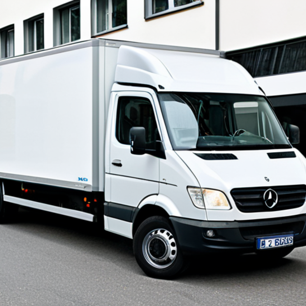 Modern Logistics Driver**
"A professional, fully clothed driver in a modern logistics uniform standing next to a clean, technologically advanced delivery truck in an urban setting in Germany, appropriate attire, safe for work, perfect anatomy, natural proportions, professional, well-formed hands, proper finger count, family-friendly."
**