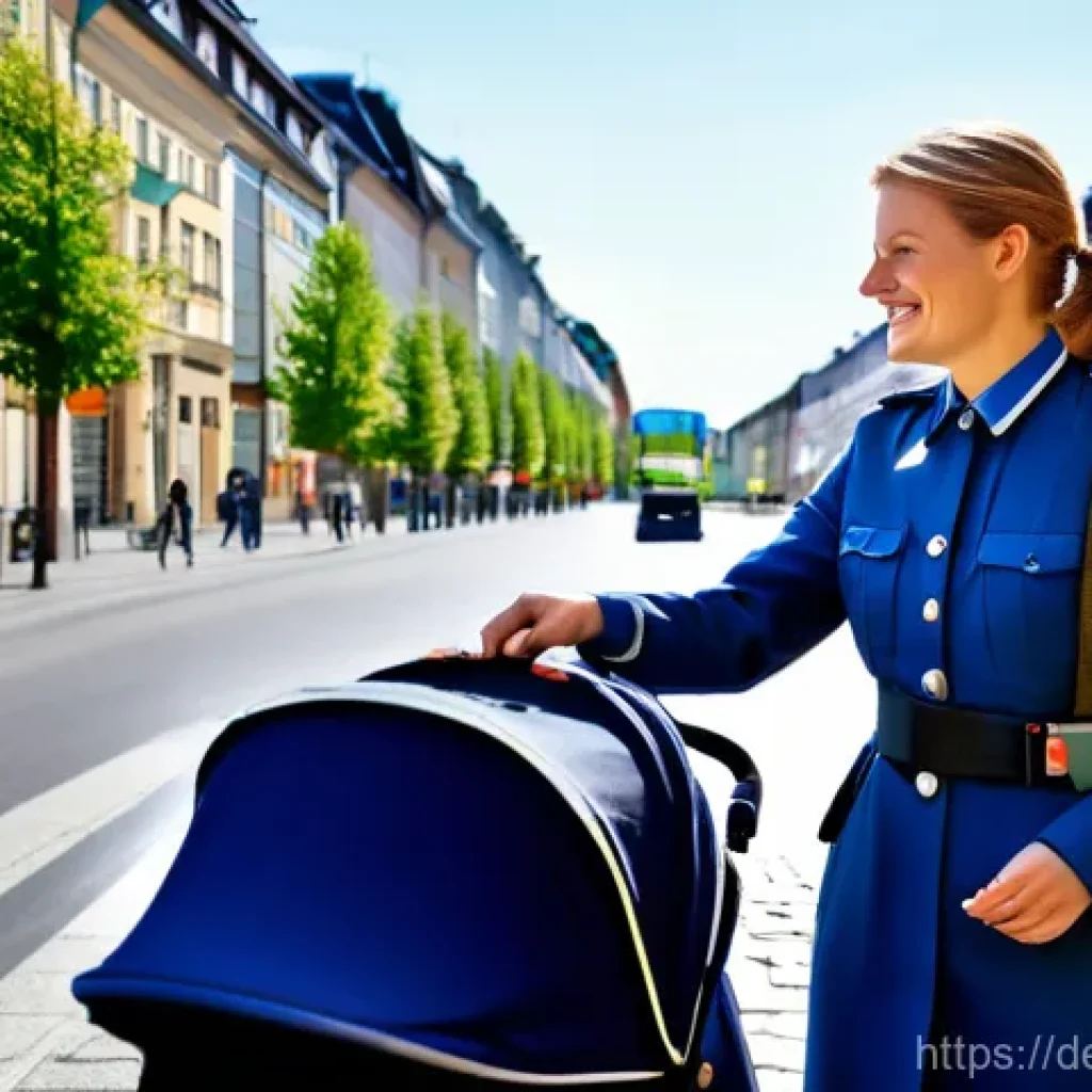 도로교통사 이직 시 자격증 활용 - **Image Prompt: Modern Traffic Enforcement in a German City**
"A female traffic enforcement offi...