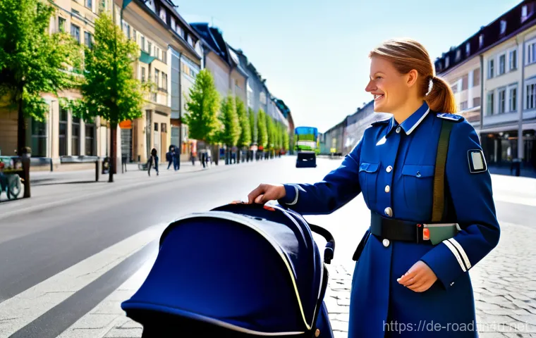 도로교통사 이직 시 자격증 활용 - **Image Prompt: Modern Traffic Enforcement in a German City**
    "A female traffic enforcement offi...