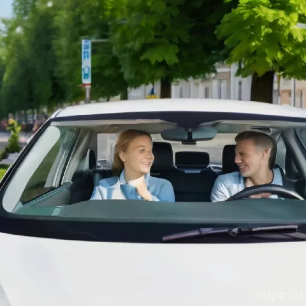 도로교통사 자격증 취득 방법 - **Prompt for Driving Lesson Scene:**
"A bright and clean white modern car, characteristic of a G...