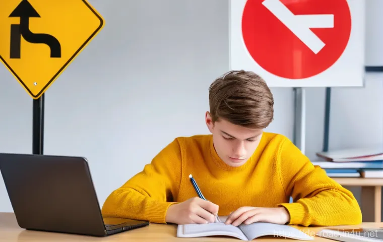 도로교통사 필수 법규 암기법 - **Overwhelmed Learner**
    A detailed, realistic illustration of a young German student, approximat...