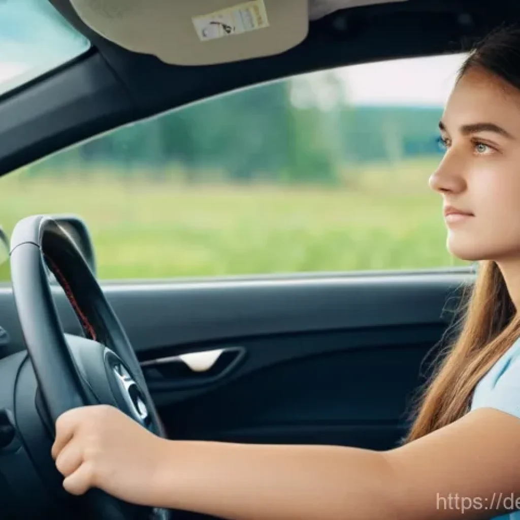 도로교통사 시험 난이도 분석 - **Prompt:** A young person, approximately 20 years old, sitting in the driver's seat of a modern Ger...