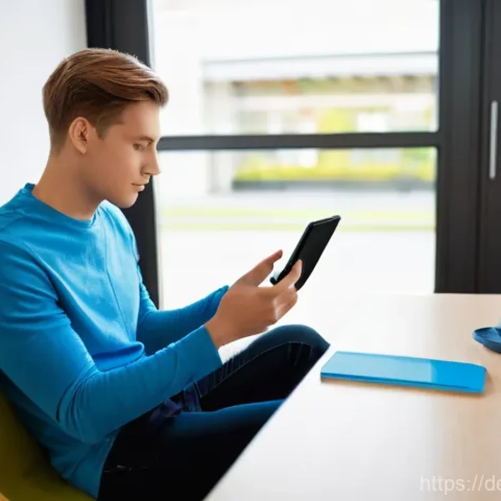 도로교통사 필기시험 대비 학습 전략 - **Modern Digital Learning for German Driving Theory**
    A young adult, approximately 20 years old,...