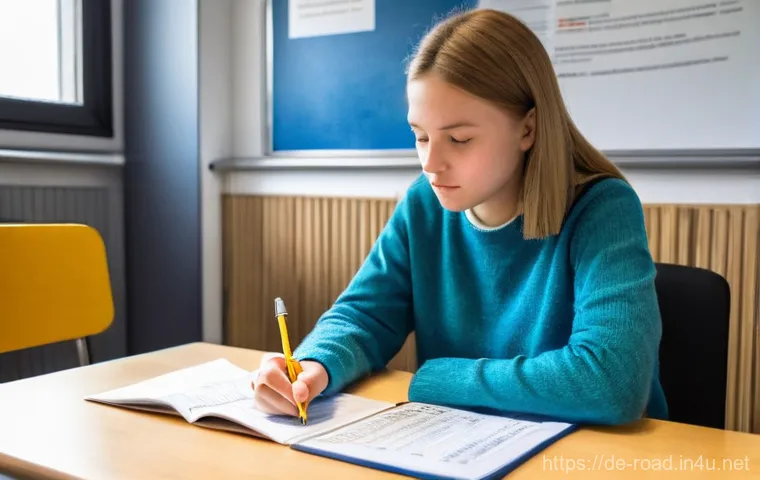 도로교통사 필기시험 대비 학습 전략 - **Modern Digital Learning for German Driving Theory**
    A young adult, approximately 20 years old,...