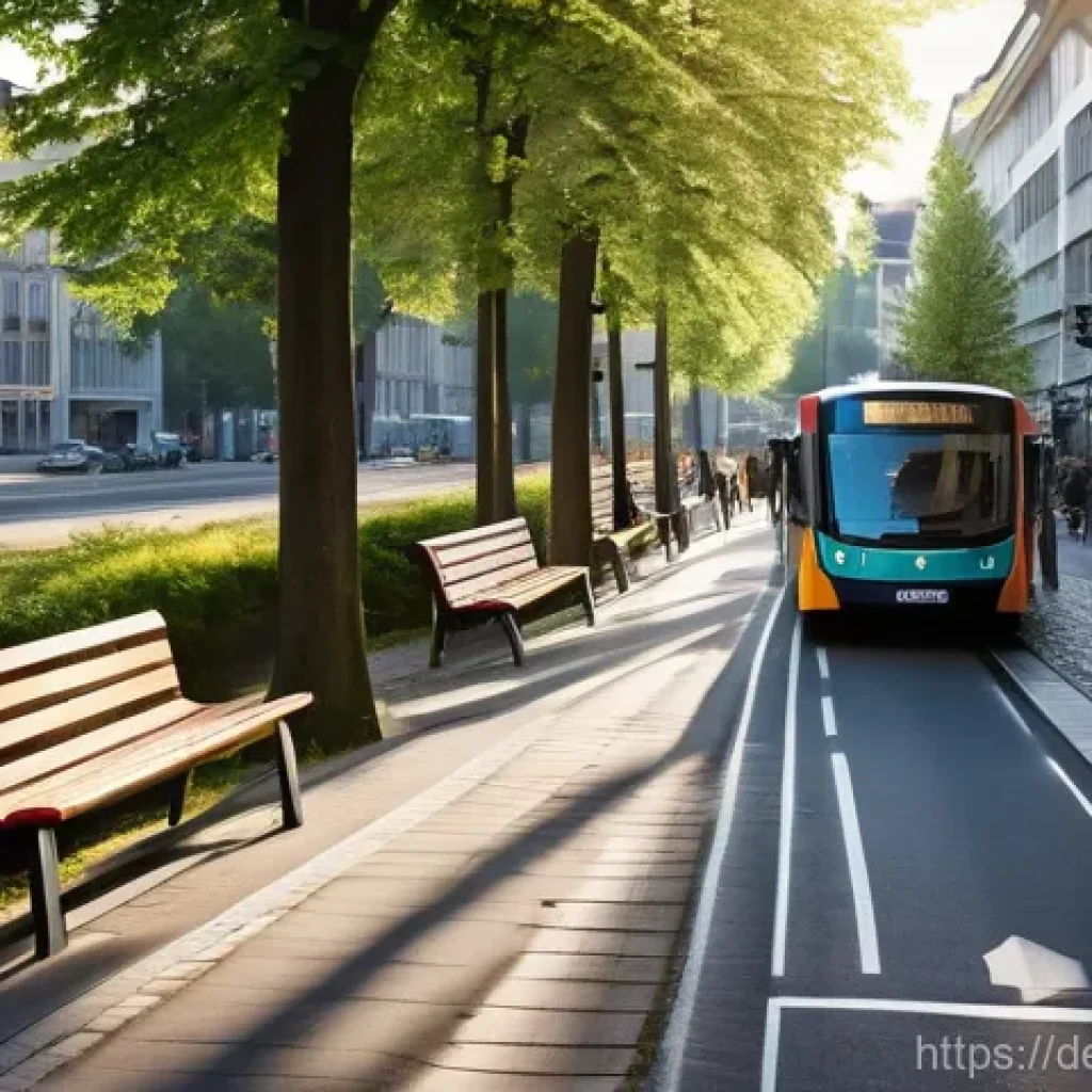 도로교통사 경력직으로의 전환 방법 - **Prompt:** A vibrant, bustling, and sustainably transformed urban cityscape in Germany, bathed in w...