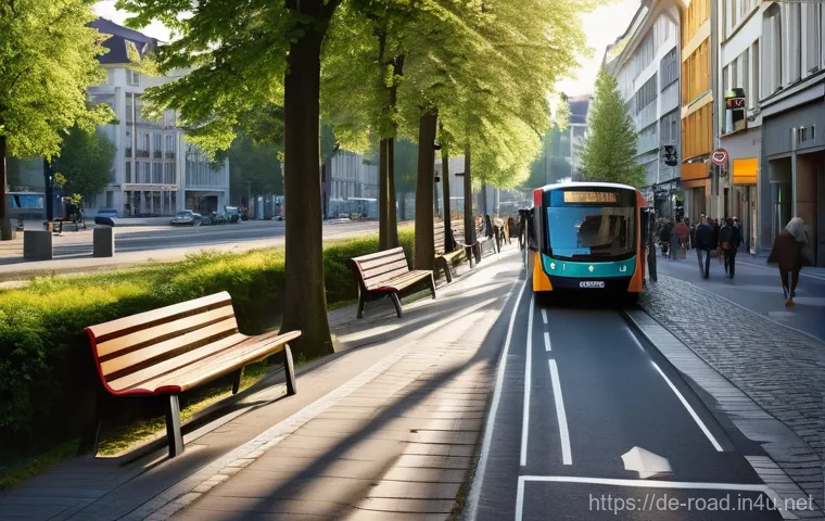 도로교통사 경력직으로의 전환 방법 - **Prompt:** A vibrant, bustling, and sustainably transformed urban cityscape in Germany, bathed in w...
