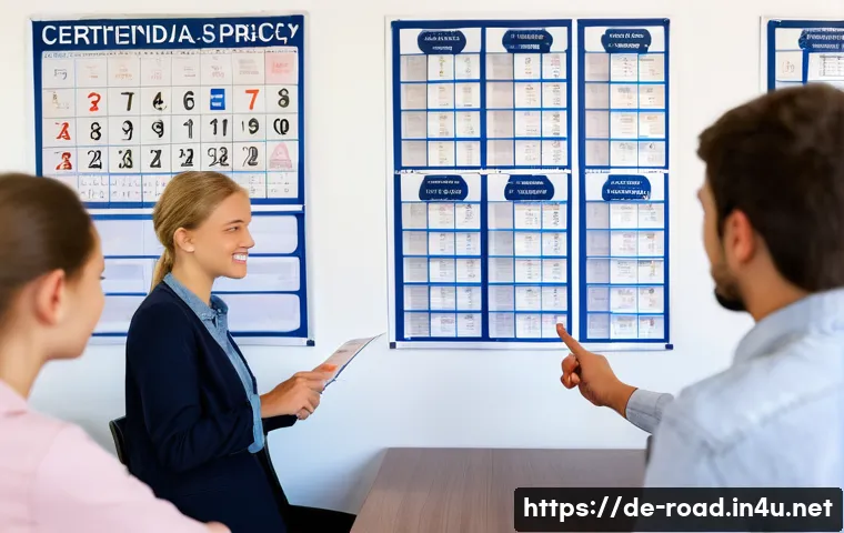 도로교통사 시험일정 및 신청 방법 - A modern German driving school interior where a young adult student is consulting with a friendly dr...