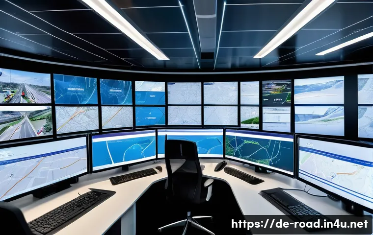 도로교통사와 교통안전 전문가 차이 - A detailed urban traffic control center in Germany, showing a diverse team of traffic operations man...