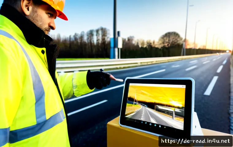 도로교통사 자격증 취득 후의 성장 가능성 - Photorealistic German road traffic safety professional in a neat high-visibility jacket and helmet, ...